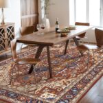 Moynesa Ultra-Thin Washable 8×10 Area Rugs for Living Room, Boho Oriental Rugs for Bedroom Non-Slip Non-Shedding, Large Vintage Carpet for Dining Room Home Office Decor, Brown/Multi