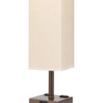 Brown Touch Table Lamp – Bedside Lamp with USB A + Type C Charging Ports and Two AC Outlets, Small Night Stand with E26 LED Bulb, Desk Light for Bedroom Living Room Office Dorm