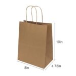 Joybe 50 Pack 8×4.75×10 Inch Medium Brown Paper Bags with Handles Bulk, Kraft Paper Gift Bags for Birthday Party Favors Grocery Retail Shopping Business Goody Craft Blank Sacks (Plain Natural, 50pcs)