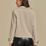 luvamia Women Winter Jackets Trenchcoat Women’s Fall Clothes Work Attire Office Office Attire Trench Coats Casual Fall Outfits Light Taupe Medium Fits Size 8 / Size 10