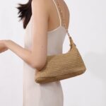 GOLDTIMO Women’s Straw Woven Beach Bag Summer Vacation Shoulder Purse, Brown