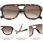 LIKSMU Retro Aviator Sunglasses for Women Men Trendy Square Pilot Shades 70s Vintage Sun Glasses Tortoiseshell Frames Gradient Brown Lens
