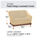 VAILGE 2-Seater Heavy Duty Patio Deep Bench Loveseat Cover, 100% Waterproof Outdoor Deep Sofa Cover, Lawn Patio Furniture Covers with Air Vent, Small (Deep), Beige & Brown