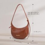 Viva Terry Vegan Leather Crescent Bag Casual Shoulder Purse and Handbag for Women with Adjustable Strap and Tassel-Small, Brown