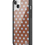 Wildflower Cases – Compatible with Apple iPhone 13/14 | Protective Black Bumper, 4ft Drop Test Certified, Women Owned Small Business | Polka Dot | Brown & Blue – Spots Aesthetic Trendy Cute