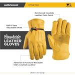 Wells Lamont Men’s Cowhide Leather Work Gloves, Adjustable Wrist, Puncture and Cut Resistant, Saddletan, Medium (1132M)