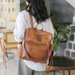 HGWSSY Women’s Fashion Backpack Purse for Women Leather Small Mini Backpacks Ladies Shoulder Bag Travel bag Satchel Handbags Brown