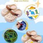 OWIF Boys Girls Toddler Clogs Little Kids Slip on Slides Sandals Children Summer Beach Pool Outdoor Water Shoes Shower Slippers,Dinosaur Brown 5-6 Toddler