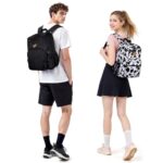 ZORFIN 26L Black Backpack for School, College, and Travel: Water Resistant Bookbag with 8 Compartments