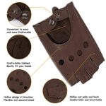 MGGMOKAY Womens Fingerless Leather Driving Gloves Soft Sheepskin Half Finger Cycling Motorcycle Gloves Unlined,Brown,XL