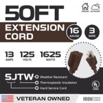 Iron Forge Cable Outdoor Brown Extension Cord 50 ft – 16 Gauge 13 Amp Heavy Duty Brown Outdoor Extension Cords 3 Prong – 16/3 SJTW – Great for Outdoor