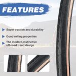 BALINGE 2 Pack 700C Road Bike Tire 700 * 32C Bike Replacement Tire,Folding Replacement Gravel Bike Tires for Bicycle, Wear-Resistant?2 Pack + Levers(no Tubes)?Brown Wall