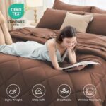 HEVUMYI Brown Queen Comforter Set – 7-Piece All Season Bed in a Bag Queen, Ultra Soft Bedding Set with Comforter, Flat Sheet, Fitted Sheet, Pillowcases, Pillow Shams