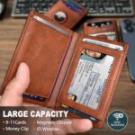 miyozi Airtag Wallet for Men- With Money Clip Gift Boxed, Magnetic Closure Slim Genuine Leather Front Pocket Wallet, 3.9″x 2.7″, RFID Blocking