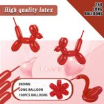 260 Long Balloons 100 Pack Coffee Brown Twisting Animal Balloons Thickening Latex Modeling Long Magic Balloons for Animal Model Weddings Birthdays Festival Party Decorations