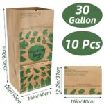 YOUEON 10 Pack 30 Gallon Leaf Bags Brown Paper, 2-Ply Heavy Duty Lawn and Refuse Bags, Yard Waste Bags for Home, Garden, Yard, Self Standing and Tear Resistant