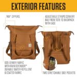 Carhartt Classic Convertible Backpack Tote, Durable Water Repellent Material W/ 17″ Laptop Sleeve, Carhartt Brown