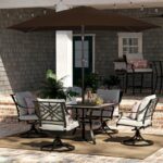 JEAREY 6.5×10 ft Rectangular Patio Umbrellas Outdoor Market Umbrella with Push Button Tilt and Crank, Rectangle Table Umbrella 6 Sturdy Ribs UV Protection for Pool Garden Backyard Deck, Brown