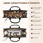 LOVEVOOK Laptop Bag for Women 17 inch Canvas Laptop Tote Bag? Large Professional Teacher Purse Lightweight Computer Bag Briefcase Business Office, Black Brown