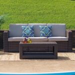 Flash Furniture Seneca Chocolate Brown Faux Rattan Coffee Table