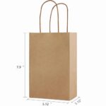 SUNCOLOR 12-Pack Small Brown Gift Bags with Handles – 8″ Recyclable Party Favor Bags for Rustic Events, Craft Packaging, Thanksgiving, Business Use & More
