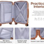 UKEIN Luggage Sets 3 Piece, Carry On Luggage 20 Inch With Spinner Wheels,PC Hardside Suitcase Set with TSA Lock,Durable Carry On Suitcase With Travel Backpack for Men (Beige, 3 piece set (20inch))