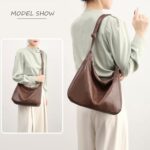 NIUEIMEE ZHOU Hobo Bags for Women Foldable Vegan Leather Shoulder Handbag Slouchy Tote Crossbody Purses