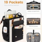 LOVEVOOK Laptop Backpack for Women, Teacher Bag Work Backpack Purse Laptop Computer Back Pack, Business Travel Backpack, Nursing College School Bookbag, 15.6 Inch, Black-Beige-Brown