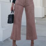 luvamia High Waisted Cropped Wide Leg Jeans for Women Casual Flared Denim Capri Pants with Pockets Summer Clothes for Women Pecan Brown Size X-Large Fits Size 16-18