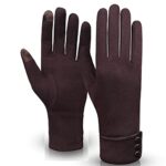 woogwin Womens Winter Gloves Touch Screen Warm Fleece Lined Thick Thermal Windproof Ladies Snow Gloves for Cold Weather (Brown)