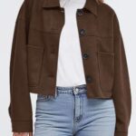 PRETTYGARDEN Women’s Faux Suede Cropped Jacket Casual Fall Fashion 2025 Button Down Winter Coats Outerwear Trendy Clothes (Dark Brown,Medium)