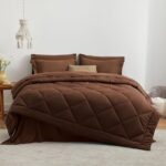 Love’s cabin King Size Comforter Set Brown, 7 Pieces King Bed in a Bag, All Season Bedding Sets with 1 Comforter, 1 Flat Sheet, 1 Fitted Sheet, 2 Pillowcase and 2 Pillow Sham