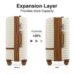 Joyway Carry On Luggage 20 Inch Expandable Suitcase with Spinner Wheel, 4 Piece Hard Shell Luggage Set with TSA Lock(White brown)