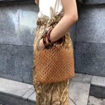 YIFEI Women Colored Transparent Beaded Acrylic Handbag Evening Handmade Bags for Wedding Party (Brown)