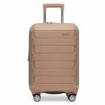 Traveler’s Choice Pagosa Indestructible Hardshell Expandable Spinner Luggage, Latte Beige, 22″ Carry-on