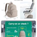 BAGSMART College Laptop Backpack, Travel Backpack for Women, Quilted Casual Daypack, Water-Resistant Bookbag for 15.6 Inch Laptop, Camel