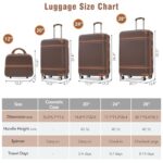 Merax Luggage Set 3 Piece Suitcase Set with Cosmetic Case Expandable Spinner Wheels Vintage Luggage Sets(Brown,20″+24″+28″)