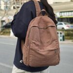 KAOBIO Canvas Backpack for Women Men Cute Vintage College Laptop Bag Hippie Grunge Casual Travel Rucksack Daypack (Brown)