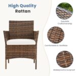 DUMOS Patio Furniture Set 3 Pieces, Outdoor Wicker Furniture with Coffee Table, Modern Rattan Patio Chairs Conversation Sets with Sofa for Garden, Terrace, Porch, Balconies, Lawns(Brown and Beige)