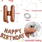 Brown Happy Birthday Balloons Banner,16 Inch Mylar Foil Letters Sign,Reusable Balloons for Women, Men, Boys & Girls Birthday Decorations Party Supplies