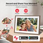 Frameo 10.1″ Digital Picture Frame, Smart WiFi Digital Photo Frame with 1280×800 HD IPS Touch Screen 32GB Storage Auto-Rotate Wall Mounted, Share Photos/Videos Remotely(Brown&White)