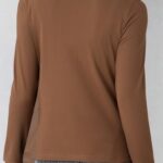 Dokotoo Chocolate Brown Fall Clothes Long Sleeve Shirts Mock Neck Business Casual Tops Thanksgiving Shirts for Women Twist Knot Slim Fit Work Office Lighiweight Soft Basic Tee Tshirts Blouse Large