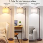 SUNMORY Floor Lamps for Living Room, Modern Floor Lamp with 9W 3 Color Temperatures Bulb, Metal Standing Lamps with Adjustable Lampshade, Arc Tall Floor Lamp for Bedroom, Office, Home Decor (Brown)