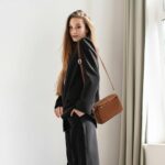 VOROLO Crossbody Bag Small Leather Triple Zip Crossbody Purse Shoulder Bag with Ajustable Strap for Women BROWN
