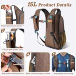 BECOJADDE 15L Small Hiking Backpack for Men Women Foldable Packable Back Pack Ultralight Hiking Daypack for Travel Camping Outdoor, Chocolate Brown