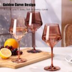 ELERGIFTS Hand Blown Brown Wine Glasses Set of 6,18 oz Crystal Amber Wine Glasses?Autumn/Winter Collection Glassware? Wedding,Birthday,Christmas gifts set for wine lovers